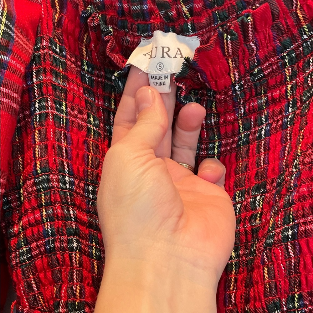 Aura Red Plaid Midi Dress - Picture 2 of 3